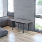 Grey Ceramic Modern Rectangular Expandable Dining Room Table