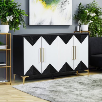 U-STYLE four door cabinet with dual tone triangular doors