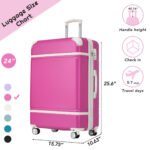 Expandable Lightweigh Single Vintage Luggage with TSA lock and Spinner Wheels (24) Pink - Image 6