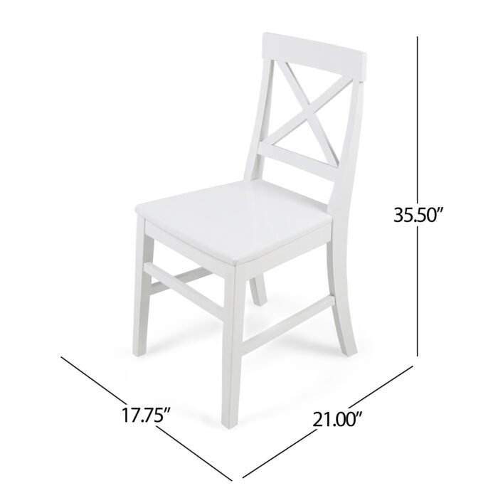 Roshan Farmhouse Acacia Wood Dining Chairs, White (Set of 2) - Image 5
