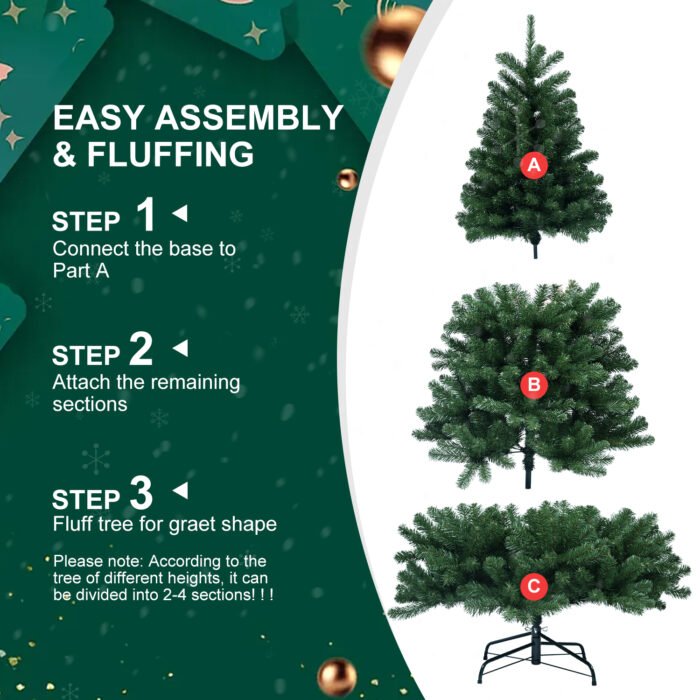 5FT PVC Green Memory Wire Christmas tree - Image 7