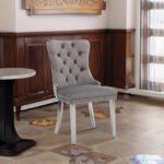 High end tufted solid wooden velvet dining chair (set of 2)