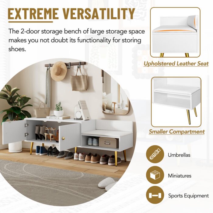Modern Shoe Cabinet with Hidden Storage and Upholstered Cushions - Image 5