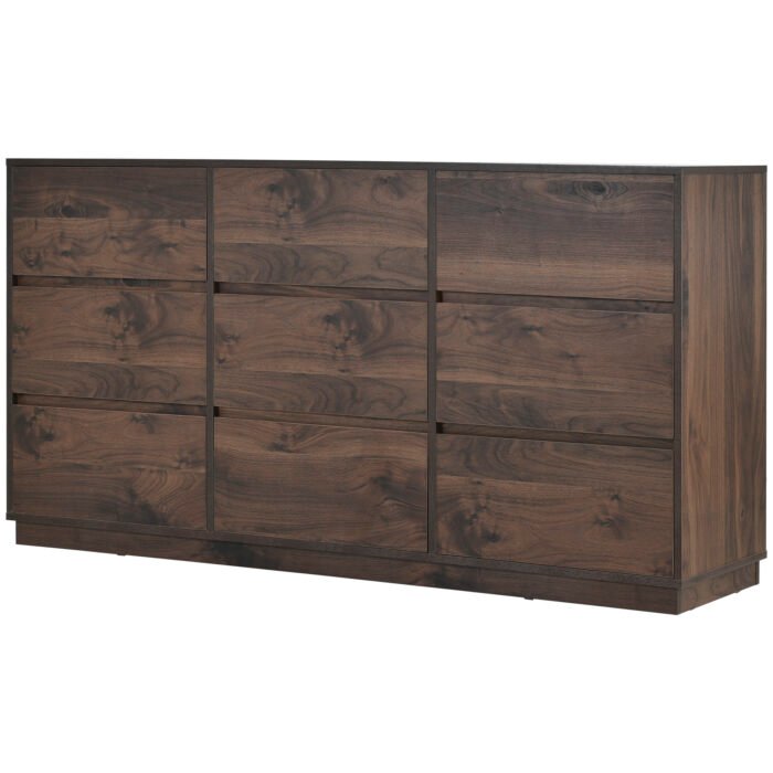 Mid-Century Modern 9 Drawers Dresser,Dark Brown - Image 6