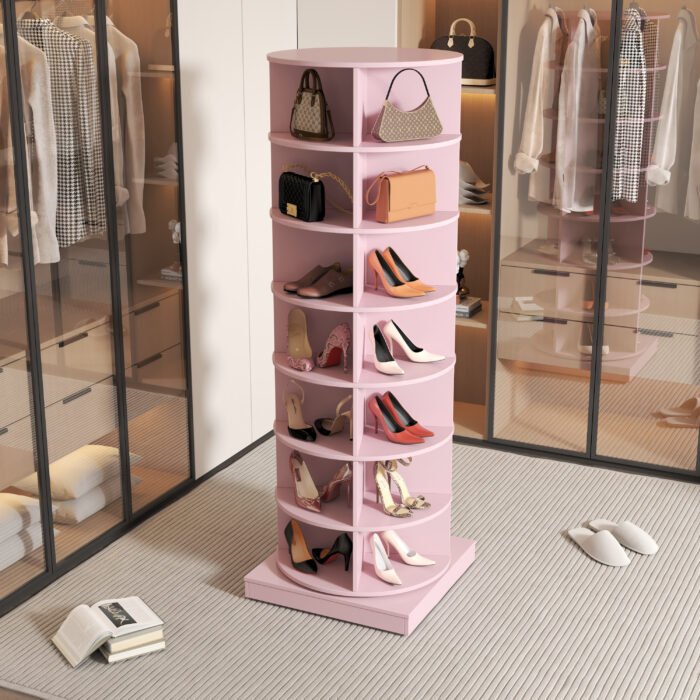 360 pink rotating shoe cabinet with 7 layers (28 shoe pairs) - Image 4