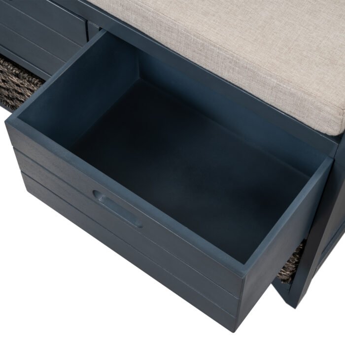 Storage Bench with Cushion, Removable Basket and 2 Drawers - Image 16