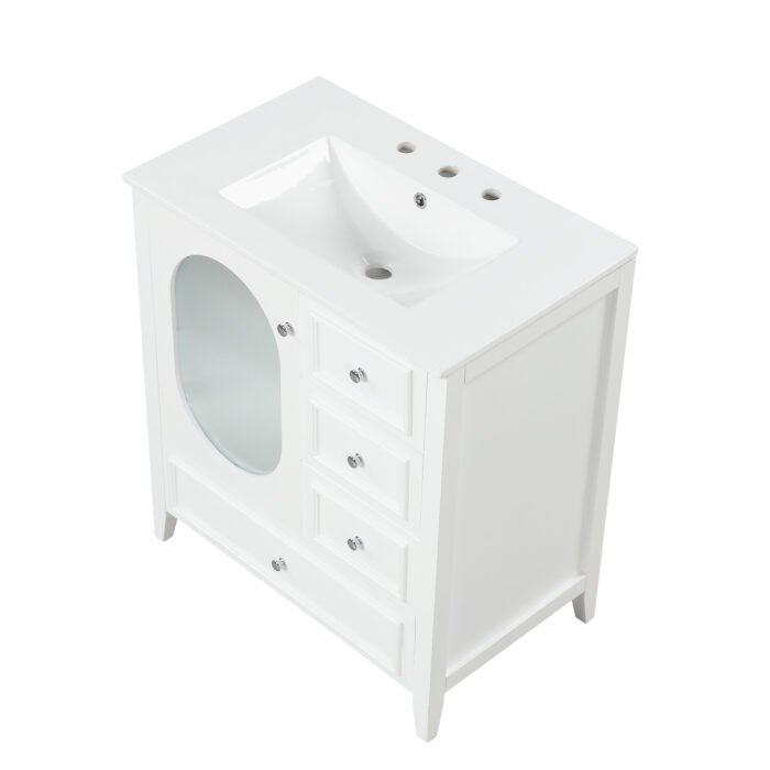 Bathroom Vanity with Sink with Three Drawers and Door - Image 14