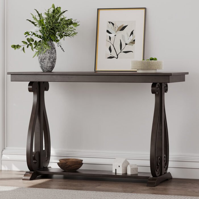 Farmhouse Style Entryway Table with Open Shelf and Sturdy Construction - Image 3