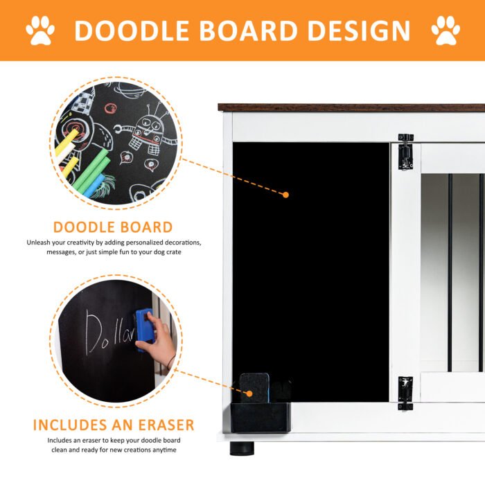 Doodle wooden dog kennel with 2 doors for medium and small dogs - Image 4