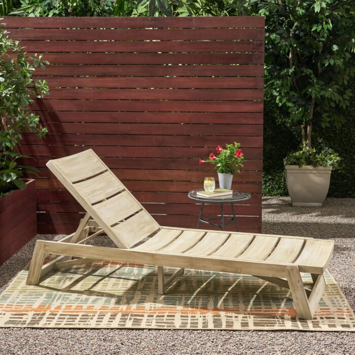 Maki Acacia Wooden Sunbed - Image 4