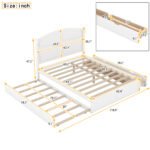Wood Queen Size Platform Bed with Twin Size Trundle and 2 Drawers - Image 6