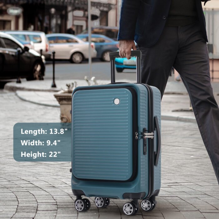 Carry-on Lightweight Luggage 20 Inch Front Open Luggage Suitcase with Front Pocket and USB Port - Image 2