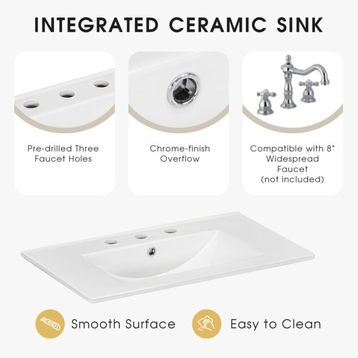 Bathroom Vanity with Sink Top with Door and Two Drawers - Image 8