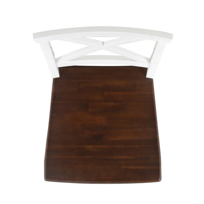 Roshan Farmhouse Acacia Wood Dining Chairs, White / Walnut (Set of 2) - Image 9