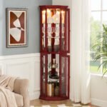 Corner Curio cabinet with illuminated tempered glass and adjustable brackets - Image 2