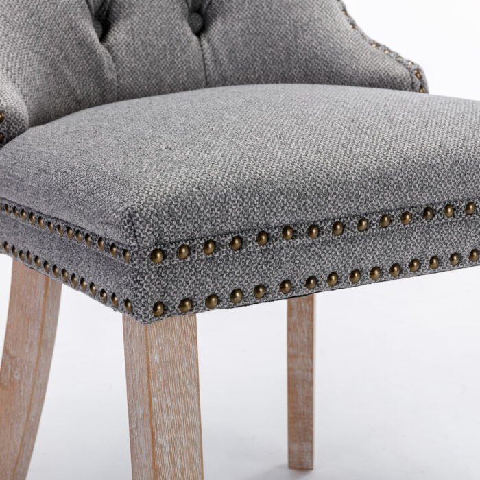 High-end Tufted Solid Wood Contemporary Flax Upholstered Linen Dining Chair (Set of 2) - Image 15