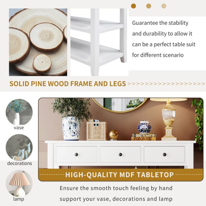 Retro Design Entrance Console with Two Open Shelves - Image 6