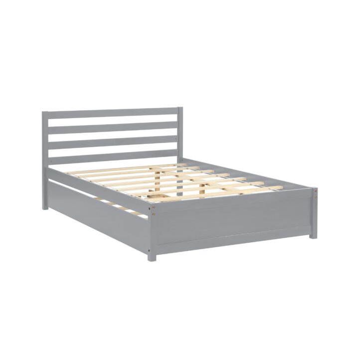 Full Size Wood Platform Bed Frame with Headboard and Twin Trundle - Image 8