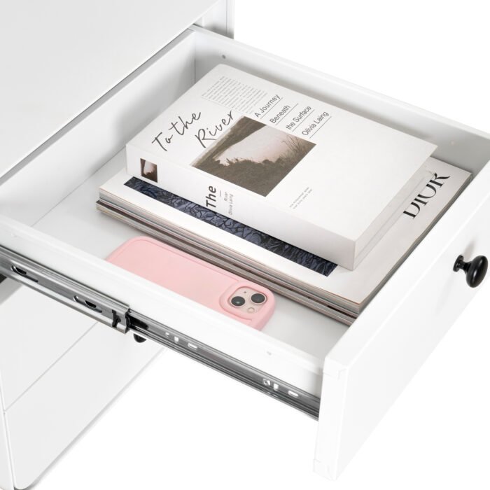 Modern Steel Nightstand Cabinet with 3 Drawers - Image 9