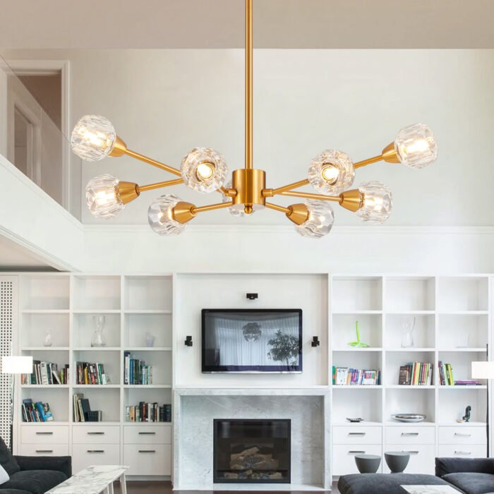 9 Lights Crystal Golden Chandeliers for Living Room - Image 5