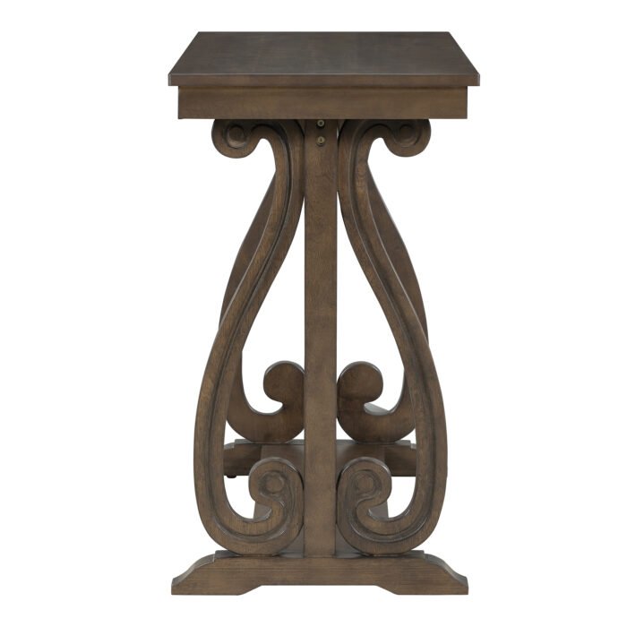Farmhouse Style Entryway Table with Open Shelf and Sturdy Construction (Walnut) - Image 15