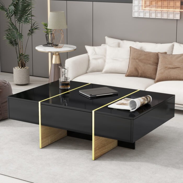 Multifunctional rectangular coffee table with 2 drawers - Image 5