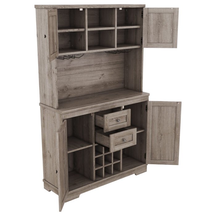 Coffee bar cabinet with storage and wine cabinet - Image 6