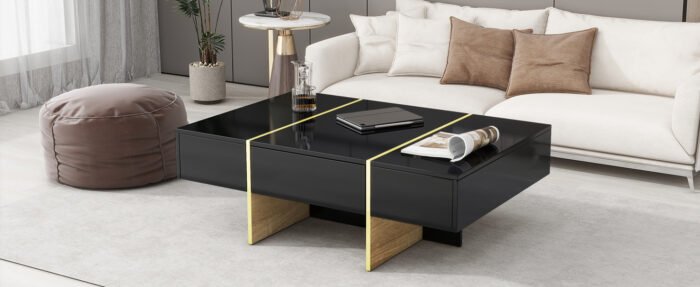 Multifunctional rectangular coffee table with 2 drawers - Image 2
