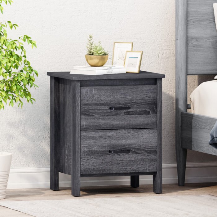 Wooden Nightstand with 2 drawers - Image 2