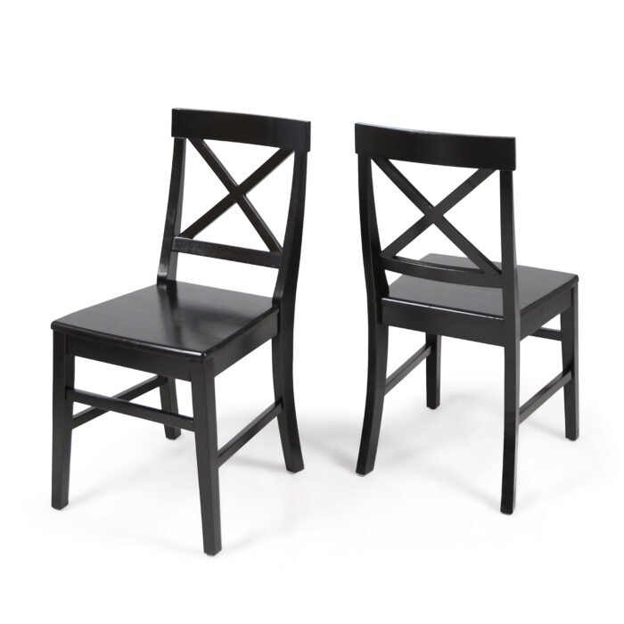 Roshan Farmhouse Acacia Wood Dining Chairs, Black (Set of 2) - Image 4