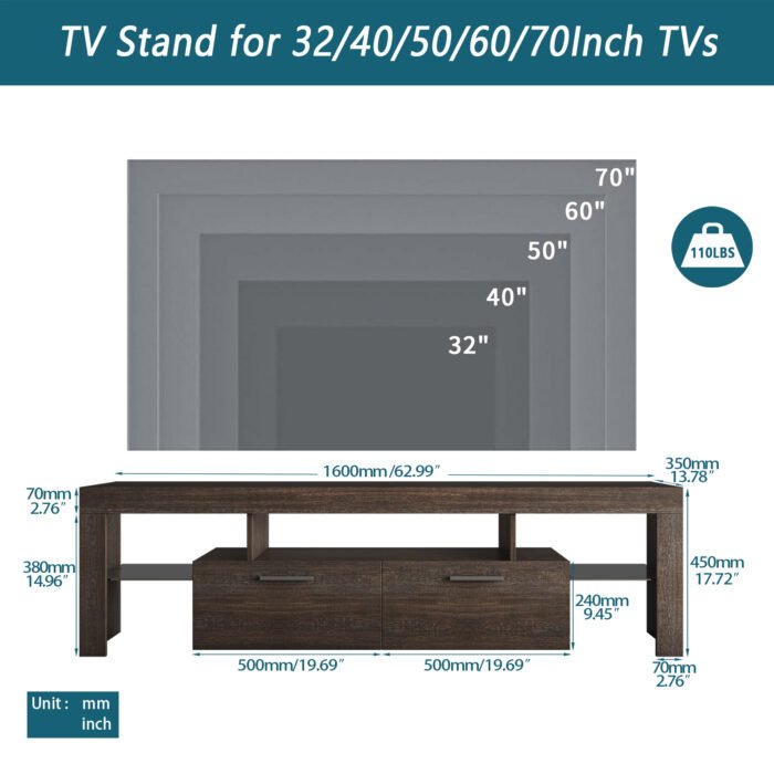 Wooden Brown simple modern TV stand - Image 5