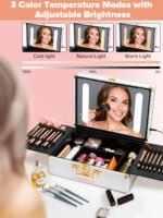 Portable makeup case with LED mirror and brush holder - Image 14