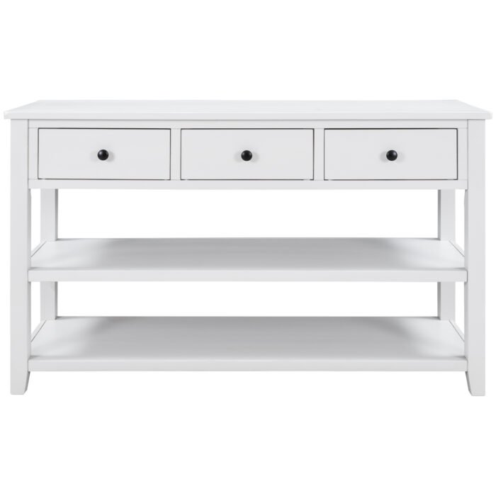 Retro Design Entrance Console with Two Open Shelves - Image 9