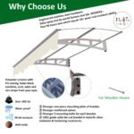 Door Window Awning Canopy with Thick Virtually Crystal Solid Polycarbonate Sheet (W59"xD34") - Image 3