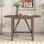Wooden Counter Height Drop Leaf Dining Table with 2 Upholstered Chairs - Image 8