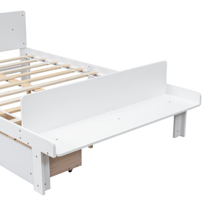 Full Bed with Footboard Bench 2 drawers White - Image 17