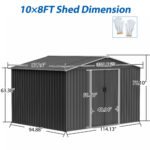 Outdoor tool storage shed with metal foundation and lockable door (10X8FT) - Image 9