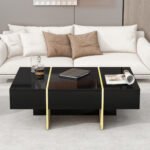 Multifunctional rectangular coffee table with 2 drawers - Image 4