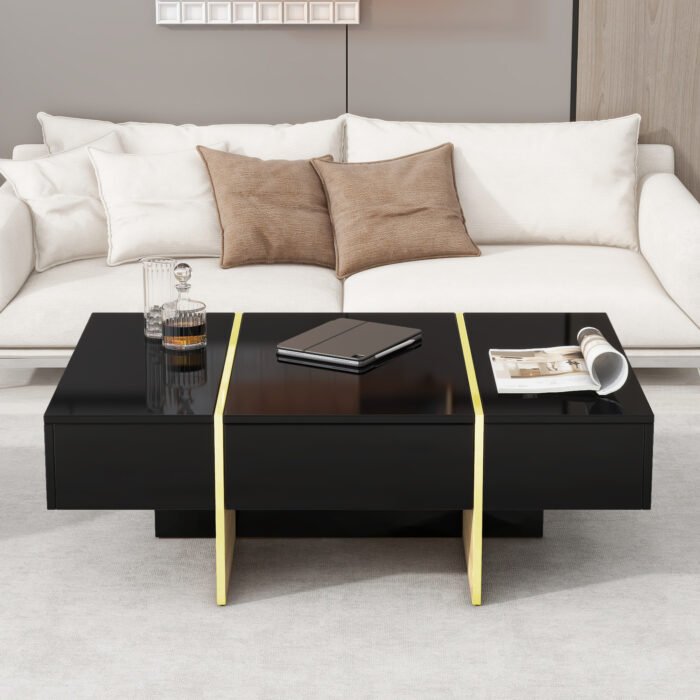 Multifunctional rectangular coffee table with 2 drawers - Image 4