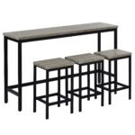 Height Extra Long Bar Table Set with 3 Stools and Footrest - Image 8