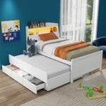 Twin Size Platform Bed with Drawers Storage and LED Headboard