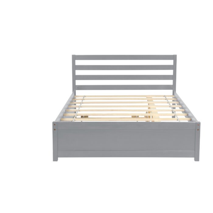 Full Size Wood Platform Bed Frame with Headboard and Twin Trundle - Image 7