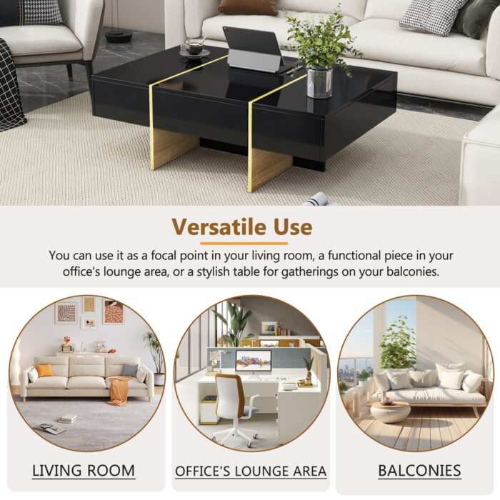 Multifunctional rectangular coffee table with 2 drawers - Image 7