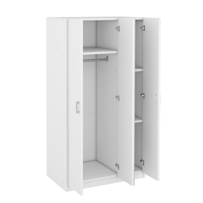 3 Door Wardrobe with Mirror and Hanging Rod - Image 8