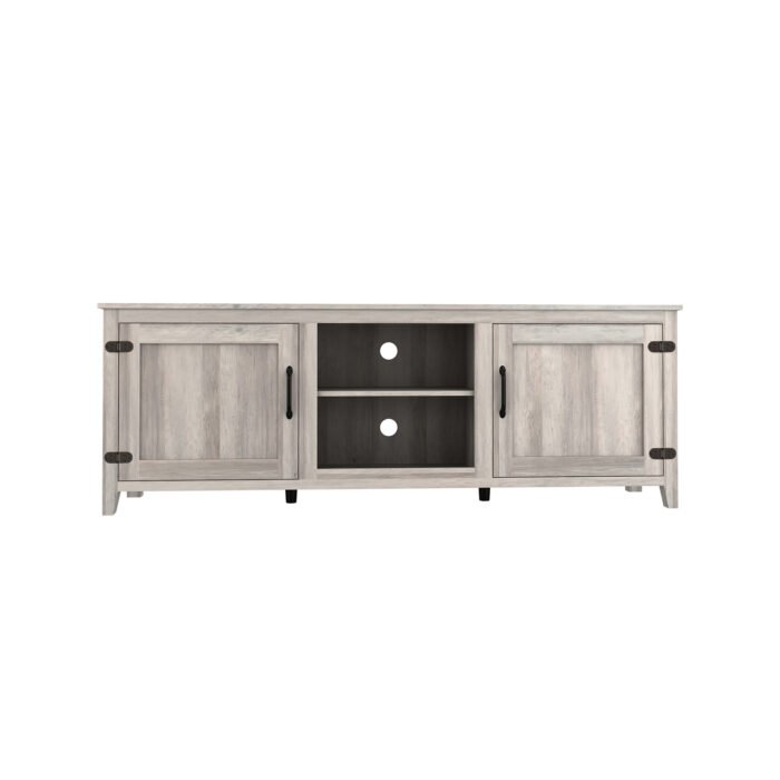 TV Stand Storage Media Console Entertainment Center With Two Doors, Grey Walnut - Image 11
