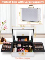 Portable makeup case with LED mirror and brush holder - Image 15