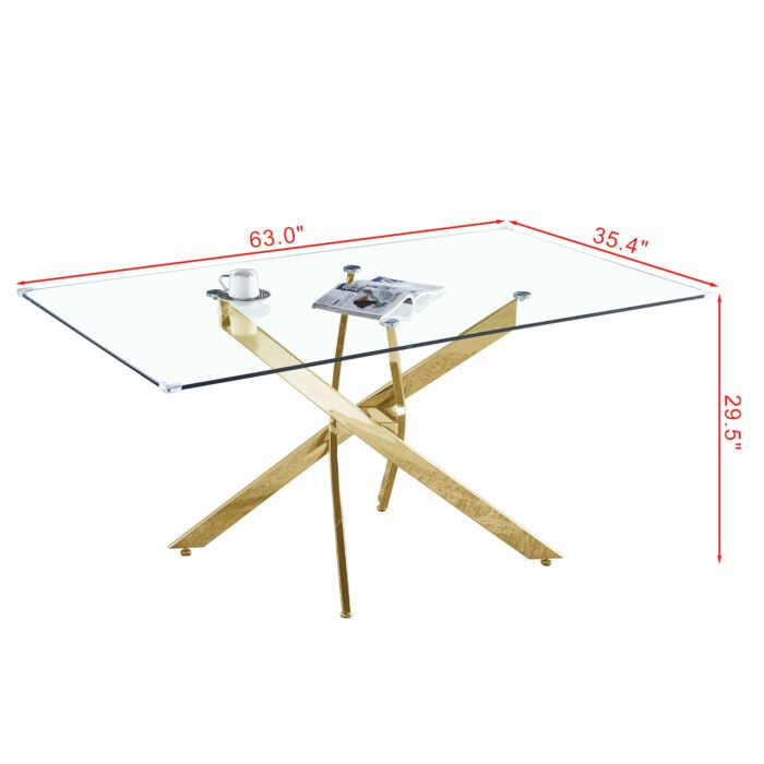 Modern Rectangular Tempered Glass Dining Table - Image 7