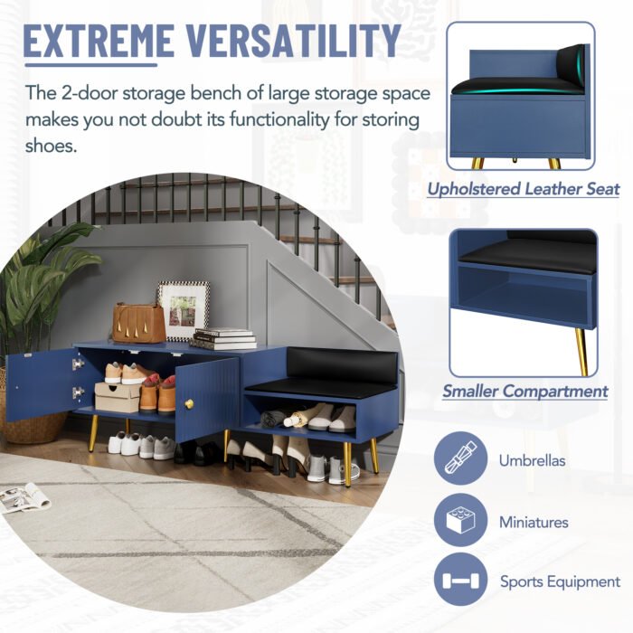 Shoe Cabinet with Hidden Storage and Upholstered Cushions - Image 7