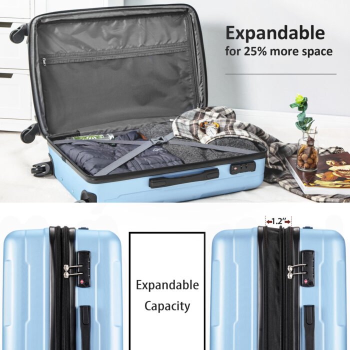 Expanable Spinner Wheel Luggage Set of 2 ABS with TSA Lock (20/28) - Image 5