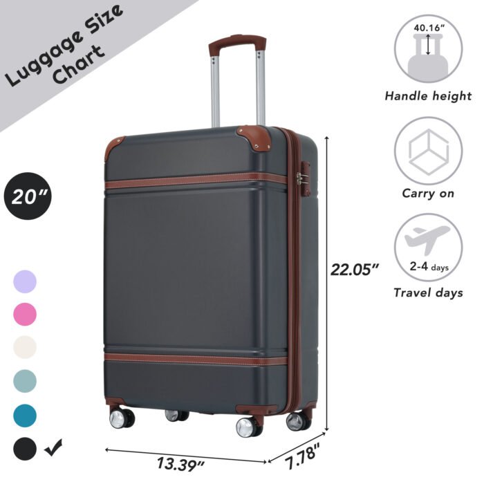 1 Piece Lightweight Carry on  Luggage with TSA lock (20) - Image 2